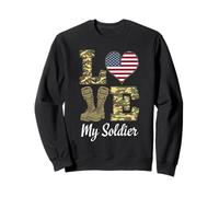 Bandiera USA I Love My Soldier Heart Felpa