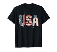 Bandiera USA Patchwork Bordi sfilacciati American Pride Maglietta