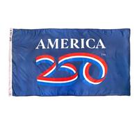 Bandiera USA per il 250° anniversario, 0,9 x 1,5 m, bandiera per esterni in nylon Nyl-Glo realizzata negli Stati Uniti | testata in tela resistente e occhielli in ottone | Colori resistenti ai raggi