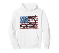 Bandiera USA Simboli Pace Graffiti Stile Anti-Guerra Consapevolezza Felpa con Cappuccio