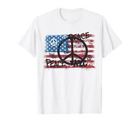 Bandiera USA Simboli Pace Graffiti Stile Anti-Guerra Consapevolezza Maglietta