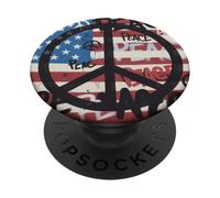 Bandiera USA Simboli Pace Graffiti Stile Anti-Guerra Consapevolezza PopSockets PopGrip Adesivo