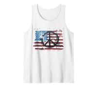Bandiera USA Simboli Pace Vintage Stile Graffiti Anti-Guerra Canotta