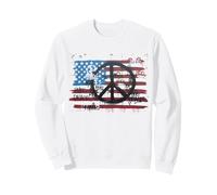 Bandiera USA Simboli Pace Vintage Stile Graffiti Anti-Guerra Felpa