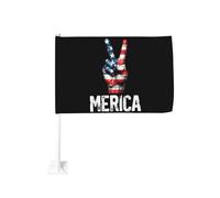 Bandiera USA, simbolo della pace, patriottico, 'Merica, clip per finestrino per auto, bandiere, protezione solare, decorazione, striscione bifacciale da 12 x 18 pollici per camion
