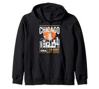 Bandiera USA Vacanza Vacanza Chicago Felpa con Cappuccio