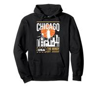 Bandiera USA Vacanza Vacanza Chicago Felpa con Cappuccio