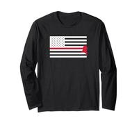 Bandiera USA Vigile del Fuoco Linea Rossa Casco Orgoglio Maglia a Manica