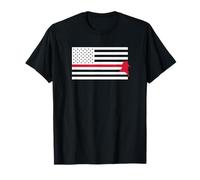 Bandiera USA Vigile del Fuoco Linea Rossa Casco Orgoglio Maglietta