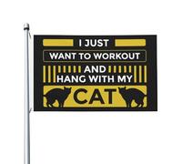 Bandiera Vacanza I Just Want To Workout And Hang With My Cat Banner Appendere Con Occhielli Bandiere Per Estiva Patio Festival 90X150Cm