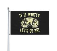 Bandiera Vacanza It Is Winter Let'S Go Ski Banner Stagionale Con Occhielli Striscione Per Balcone Casa Estiva 90X150Cm