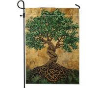 Bandiera Vacanza Summer Green Tree Of Life Twisted Roots And Leaves 30X45Cm Bandiera Da Esterno Decorative Resistenti Bandiere Da Cortile Per Esterni Interni Festival