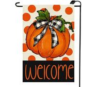 Bandiera Vacanza Welcome Fall Orange Pumpkin Thanksgiving Autumn Harvest Polka Dot 30X45Cm Bandiera Da Cortile Personalizzata Appendere Bandiere Da Cortile Per Balcone Interni Celebrazione