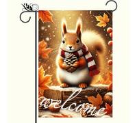 Bandiera Vacanza Welcome The Nut Squirrel Fall 30X45Cm Bandiera All'Aperto Resistenti Decorative Banner Per Dormitorio Casa Fattoria