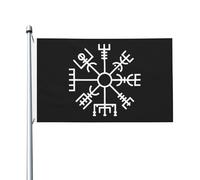 Bandiera Vegvisir, Runa Vichinga Nordica, Bussola, Simbolo Della Mitologia Germanica Norrena Poliestere Bannière Durevole Garden Flag Per Esterno Eventi Marce 3X5Ft