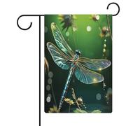 Bandiera verde da giardino con libellula, cartello di benvenuto, striscione su entrambi i lati, piccole bandiere personalizzate per piscina, cortile, decorazione da parete per la casa, 32 x 47 cm