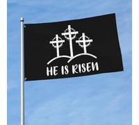 Bandiera Verticale Easter He Is Risen Cross Religious Christianity Robuste Bandiera Con 2 Occhielli Bandiere Giardino Per Domestiche Attività Letto 3X5 Ft