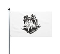 Bandiera Verticale Garden Pin-Up Womens With Playing Cards And Wrenches Appendere Bandiera Pace Con 2 Occhielli Bandiere Giardino Per Letto All'Aperto Celebrazioni 3X5 Ft