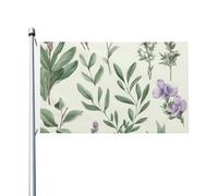 Bandiera Verticale Green Flower Herb Sage Leaves And Branches Robuste Bandiera Appendere Decorazioni Da Esterno Per Estate Celebrazioni Prato 3X5 Ft