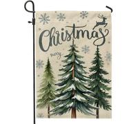 Bandiera Verticale Winter Holiday Pine Tree Robuste Bandiera Da Giardino Con 2 Occhielli Decorazioni Da Giardino Per Piantone Prato Casa 12X18 Inch