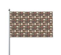 Bandiera vintage a tema Londra del Regno Unito con iscrizioni, francobollo britannico, 3x5 piedi, include 1 bandiera (asta inclusa), decorazione per le feste