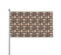 Bandiera vintage a tema Londra del Regno Unito con iscrizioni, francobollo britannico, 3x5 piedi, include 1 bandiera (asta inclusa), decorazione per le feste