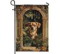 Bandiera vintage autunnale da giardino botanico, bandiera marrone con foglie ad arco autunnale per esterni, bandiera su entrambi i lati, bandiera da cortile per il Ringraziamento, decorazione per