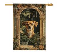 Bandiera vintage autunnale da giardino botanico, striscione per esterni con foglie ad arco marrone, bandiera da giardino in iuta su entrambi i lati, decorazione per patio, patio, prato, feste, 71 x