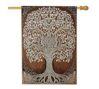 Bandiera vintage con albero della vita, 70 x 101 cm, double-face, per decorazione esterna, stile retrò anni '70, bandiera per la casa, motivo artistico per esterni