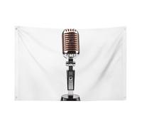 Bandiera vintage con microfono, 89 x 150 cm, non sbiadisce, bandiera di benvenuto da giardino, cortile, casa, cartello decorativo per interni ed esterni, striscione per feste e decorazioni per la casa