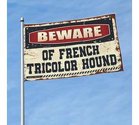 Bandiera vintage con scritta "Beware Of French Tricolor Hound Flag Funny Flags for Room Guys Outdoor Ornaments" (60 x 90 cm)