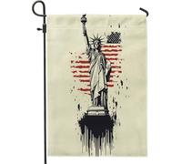 Bandiera vintage con statua della dea anteriore cortile cortile in iuta verticale da giardino 30,5 x 45,7 cm su entrambi i lati per esterni, bandiera per il giorno dell'indipendenza degli Stati Uniti
