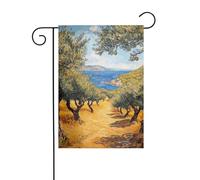 Bandiera vintage con uliveto con il mare giardino 30 x 45 cm verticale su entrambi i lati per case coloniche decorazioni esterne bandiera cortile