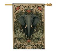 Bandiera vintage da giardino botanica con elefante, decorazione per esterni, decorazione per esterni, striscione su entrambi i lati per feste primaverili ed estive, 71 x 101 cm