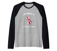 Bandiera Vintage del Regno Unito di Edimburgo Maglia con Maniche Raglan