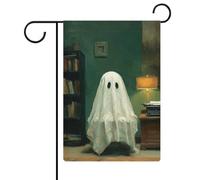 Bandiera vintage fantasma per casa e ufficio tipo scrittore giardino vacanze stagionali juta doppia faccia casa cortile bandiere esterne 30,5 x 45,7 cm