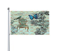 Bandiera Vintage French Dark Academia Cottage Butterfly Bird Bandiera In Poliestere Decorazione 2 Occhielli Metallici Striscione All'Aperto, Per Celebrazioni, Balcone, Feste Estive, 90x150cm