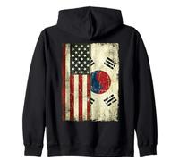 Bandiera Vintage invecchiata degli Stati Uniti e della Corea del Sud Felpa con Cappuccio