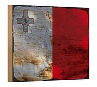 Bandiera vintage Malta | Targa in legno | Decorazione nostalgica | 18 cm x 12 cm