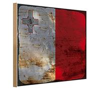 Bandiera vintage Malta | Targa in legno | Decorazione nostalgica | 40 cm x 30 cm
