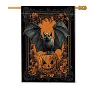 Bandiera vintage per Halloween Horror Bat House 71,1 x 101,2 cm, double face, decorativa per esterni, estetica retrò spaventosa zucca frontyard bandiera per la casa, raccapricciante motivo esterno