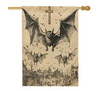 Bandiera vintage per Halloween Horror Bat House 71,1 x 101,2 cm, double face, decorativa per esterni, tema spaventoso estetico, bandiera per la casa, raccapricciante bandiera per cortile e prato