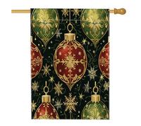 Bandiera vintage per la casa con palline di buon Natale, 71 x 101 cm, double face, decorativa per esterni, bella estetica natalizia per cortile, casa, vacanze, Capodanno, all'aperto, piccola bandiera