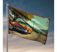 Bandiera vintage per ragazzi che guida su una strada panoramica. Bandiere per stanza dei ragazzi, decorazione per portico esterno (152 x 244 cm)