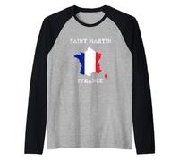 Bandiera Vintage Saint Martin Maglia con Maniche Raglan