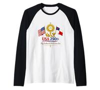 Bandiera Vintage USA 250th Era Eucaristia Maglia con Maniche Raglan