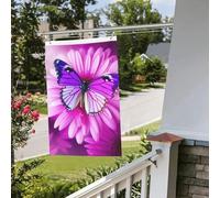 Bandiera viola farfalla e fiore 6 x 0,9 m per esterni interni primavera estate autunno inverno giardino bandiere con occhiello verticale su entrambi i lati bandiere per le vacanze banner per