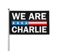 Bandiera "We Are Charlie Kirk" 3x5, bandiera dell'eroe Charlie Kirk con occhielli per interni, esterni, prato, cortile