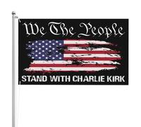 Bandiera "We The People Stand With Charlie Kirk", bandiere bifacciali, durevoli, resistenti allo sbiadimento, in poliestere 300D, per esterni, 3x5 piedi, 3 strati