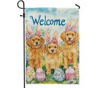Bandiera Welcome Easter Colorful Bunnies Spring Colori Vivaci Bandiere Durevole Striscioni di Bunting per Ristoranti Giardino 30x45cm